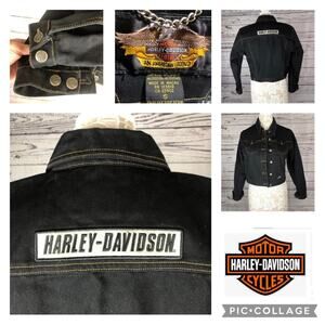 Harley Davidson vintage denim black jacket Ladies cotton size small